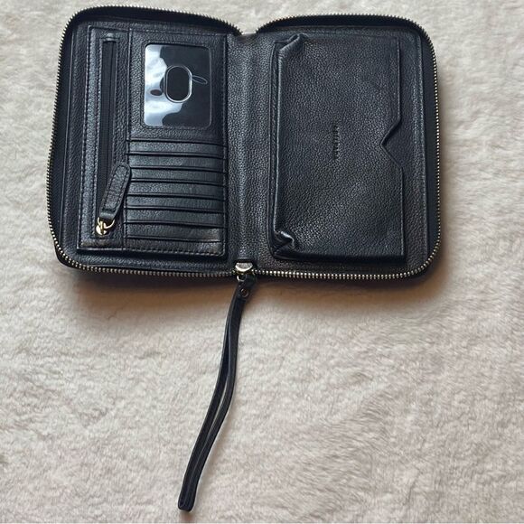 Silpada Zip Around Wristlet Black Leather With Cow Fur Accent - Picture 6 of 15